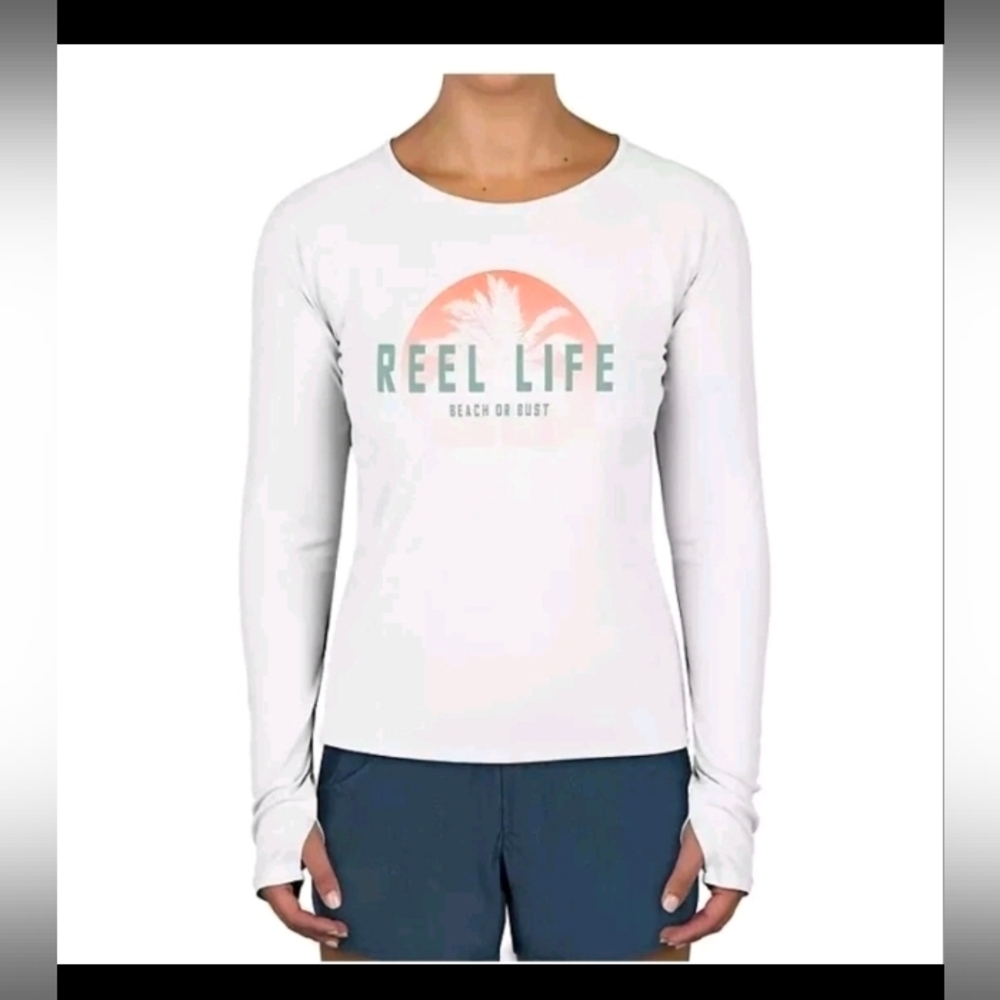Reel Life Ladies UV Tee Size XL Brilliant White
